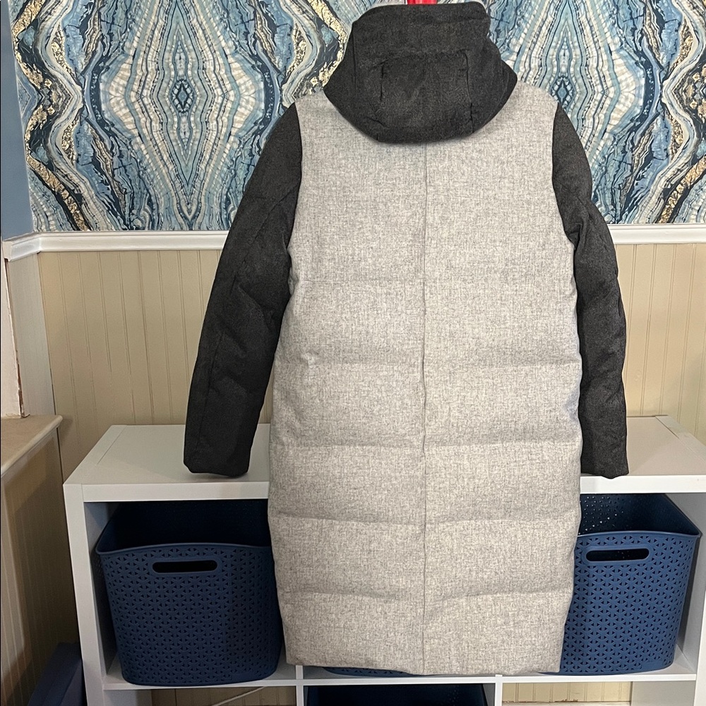 Oak + Fort Two-Tone Black & Gray Puffer Coat - Picture 6 of 6